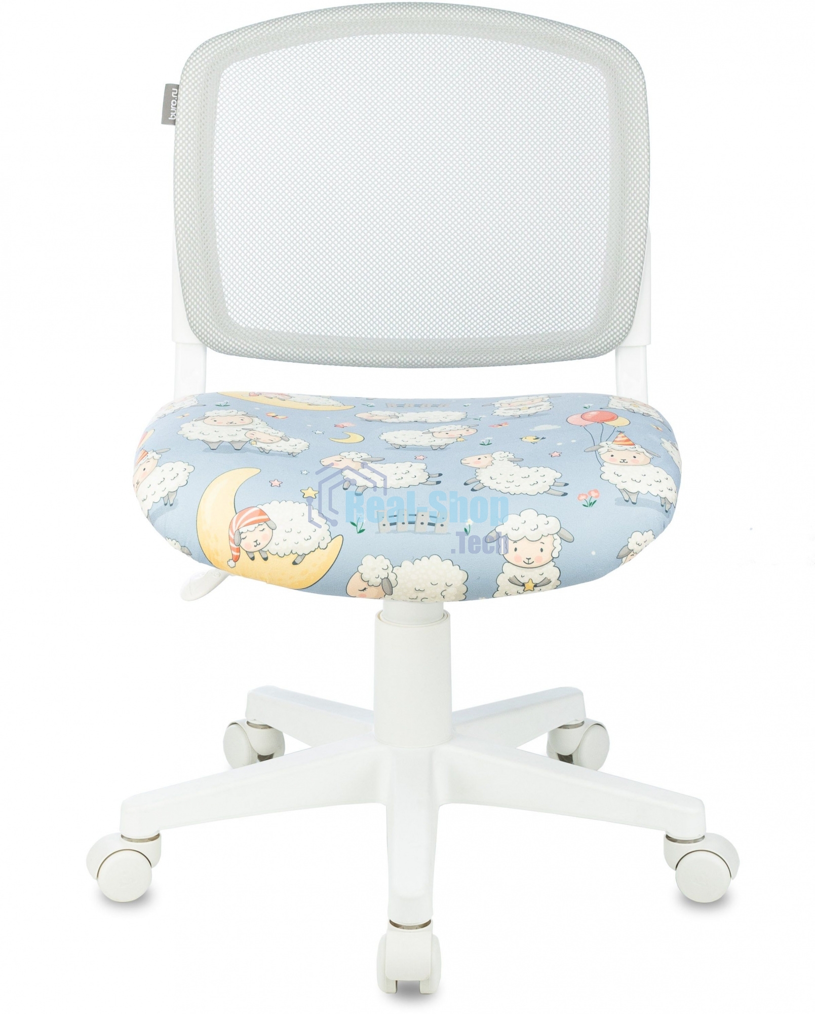 Кресло детское Бюрократ CH-W296NX TW-02 светло-серый овечки, сетка/ткань, крестов. пластик, пластик белый