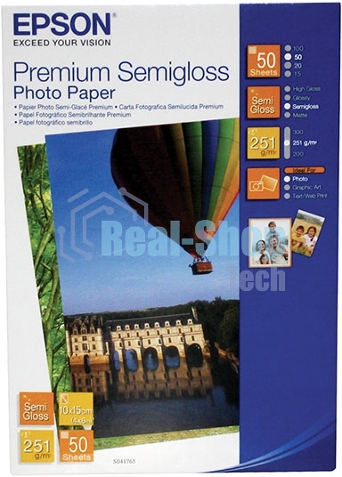 Бумага Epson C13S041765 10x15, 50л, 251г/м2 Полуглянцеваявысококачественная
