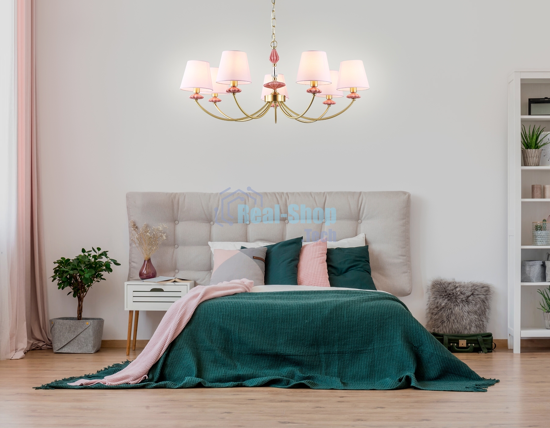 Люстра Ambrella light LH75025/7 GD/PI золото/розовый E14/7 max 40W D890*800