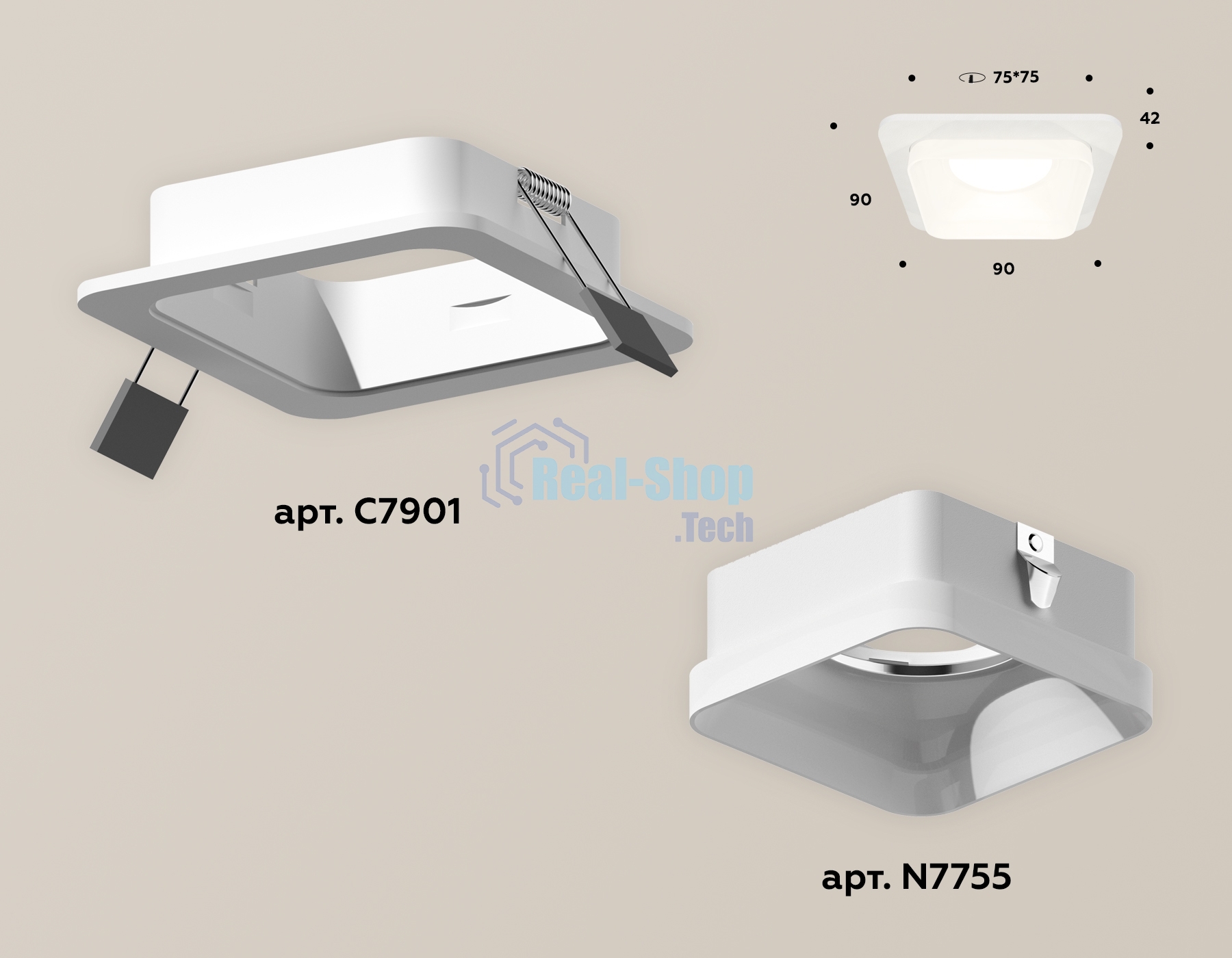 Комплект встраиваемого светильника Ambrella light XC7901013 SWH/FR белый песок/белый матовый MR16 GU5.3 (C7901, N7755)