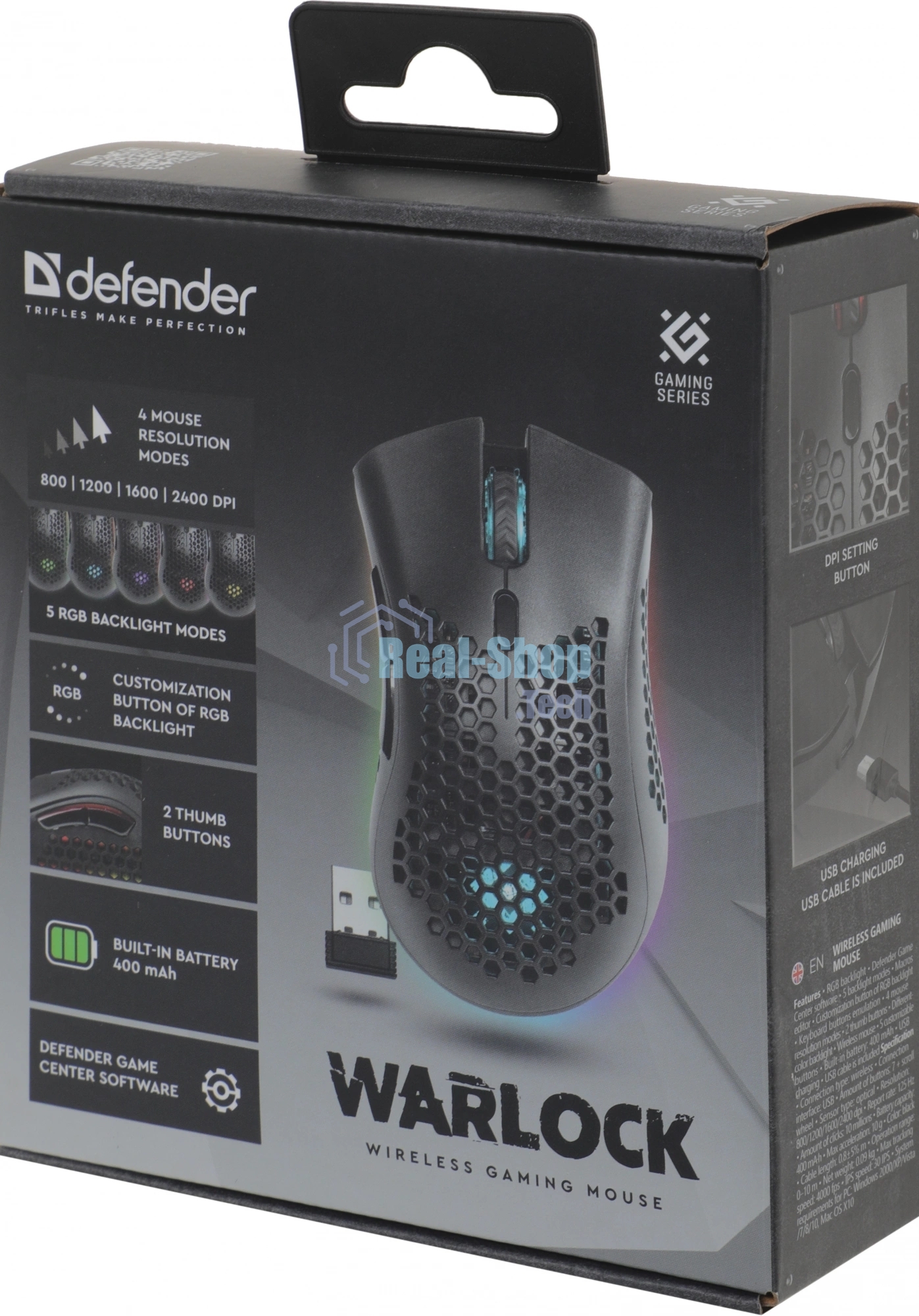 Мышь беспроводная Defender Warlock GM-709L черный, 2400 dpi, радиоканал, USB, кнопки - 8