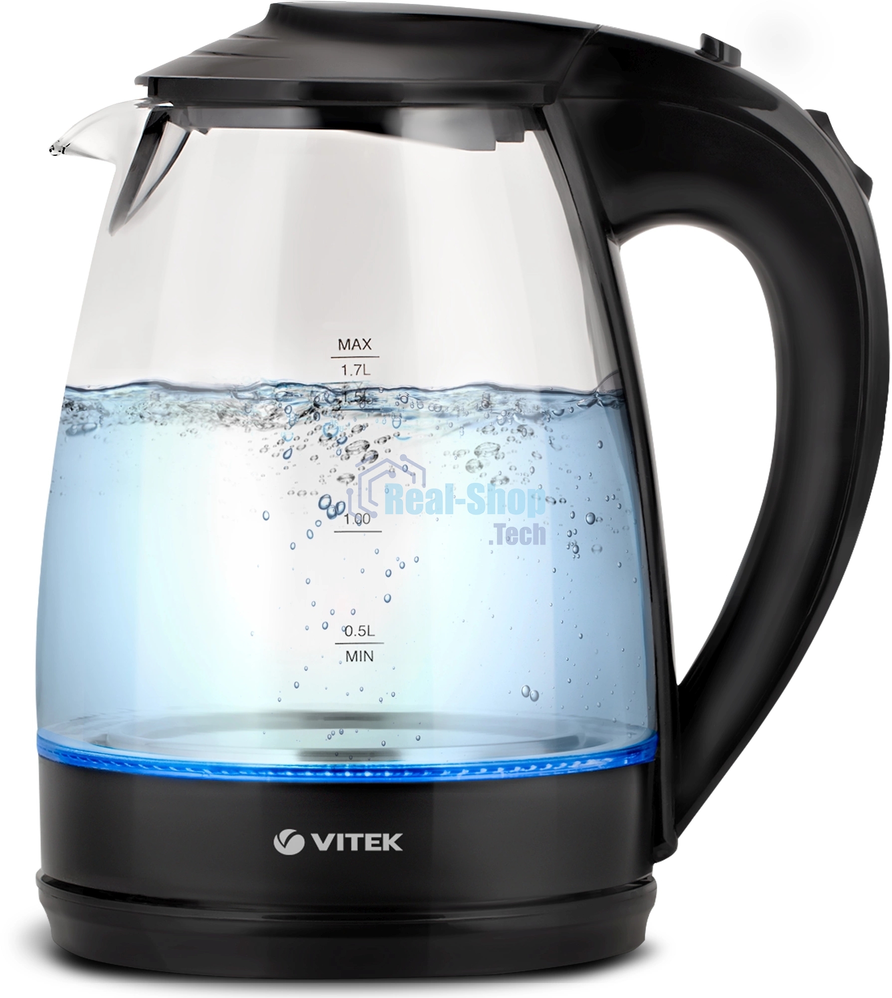 Чайник электрический Vitek VT-1122 TR бесцветное стекло (стекло, 1.7 л, 2200 Вт)