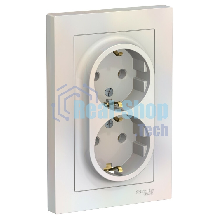 Розетка 2-м AtlasDesign с заземл. 16А в сборе жемчуг SchE ATN000424