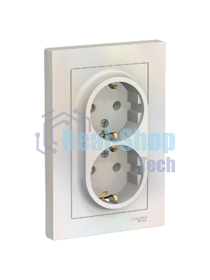 Розетка 2-м AtlasDesign с заземл. 16А в сборе жемчуг SchE ATN000424
