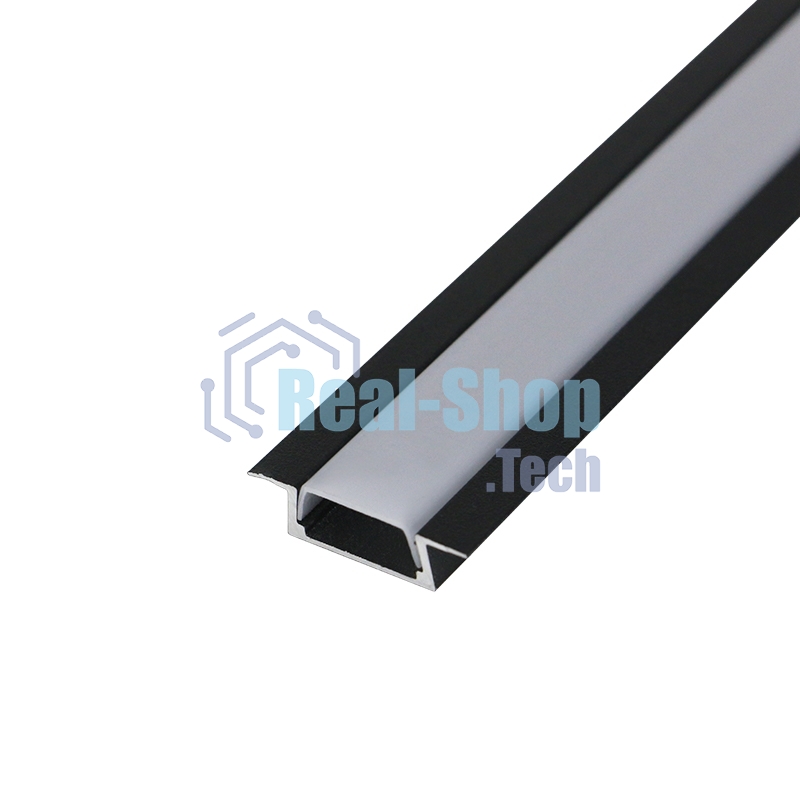 Комплект врезного алюминиевого профиля с рассеивателем Rexant 22х6 мм, 1 м, черный