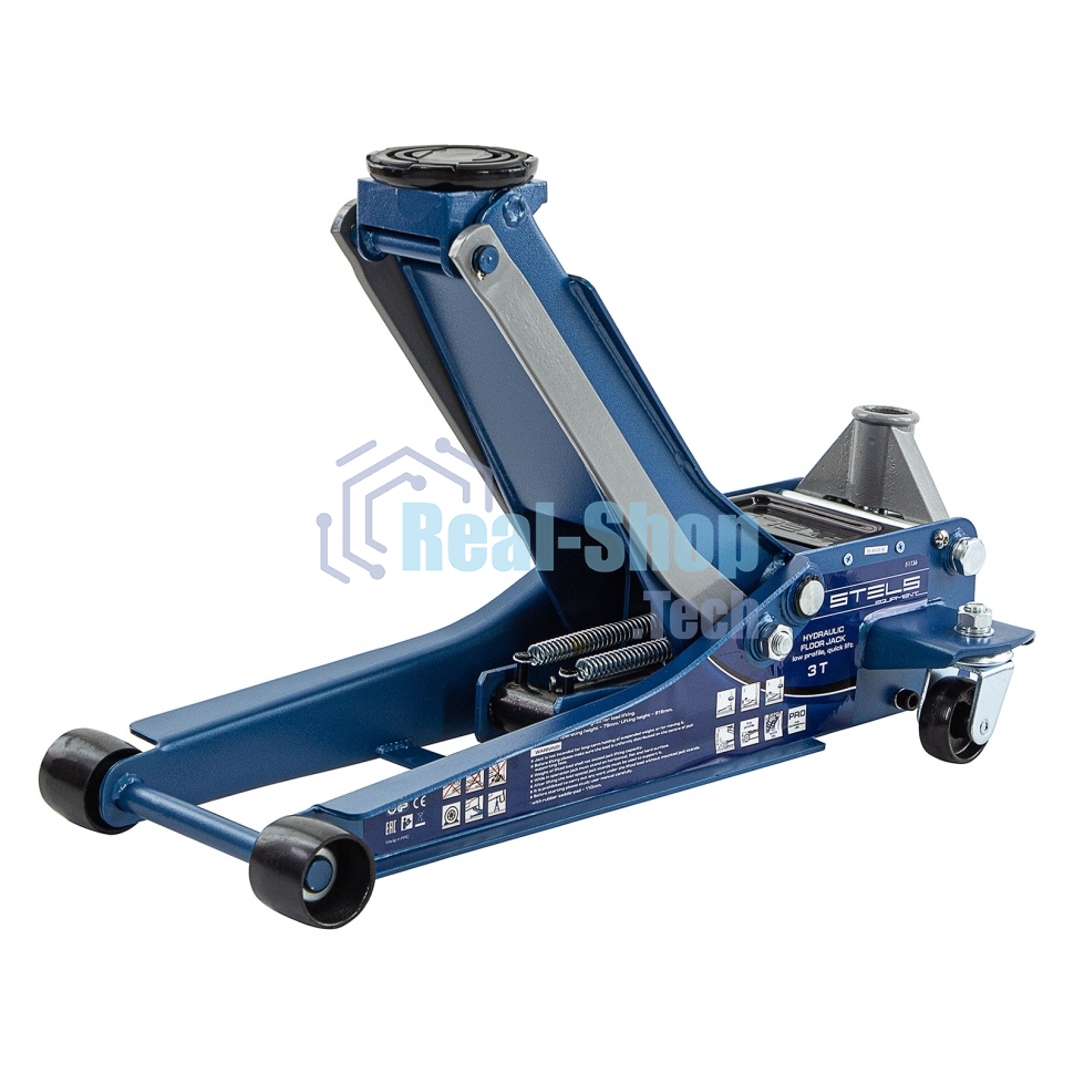 Домкрат гидравлический подкатной Stels 51136, быстрый подъем 3т low profile quick lift 75-515 мм про