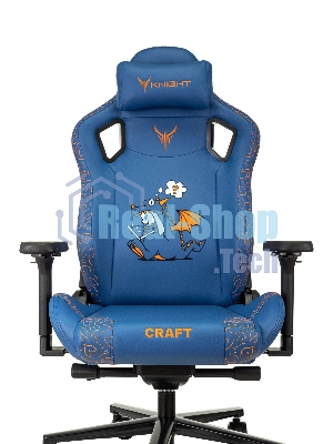 Кресло игровое Knight Craft Dragon синий эко.кожа крестов. металл