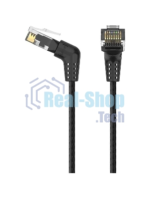 Патч-корд Vention прямой UTP cat.6a, RJ45 угол 90 - 2м. черный