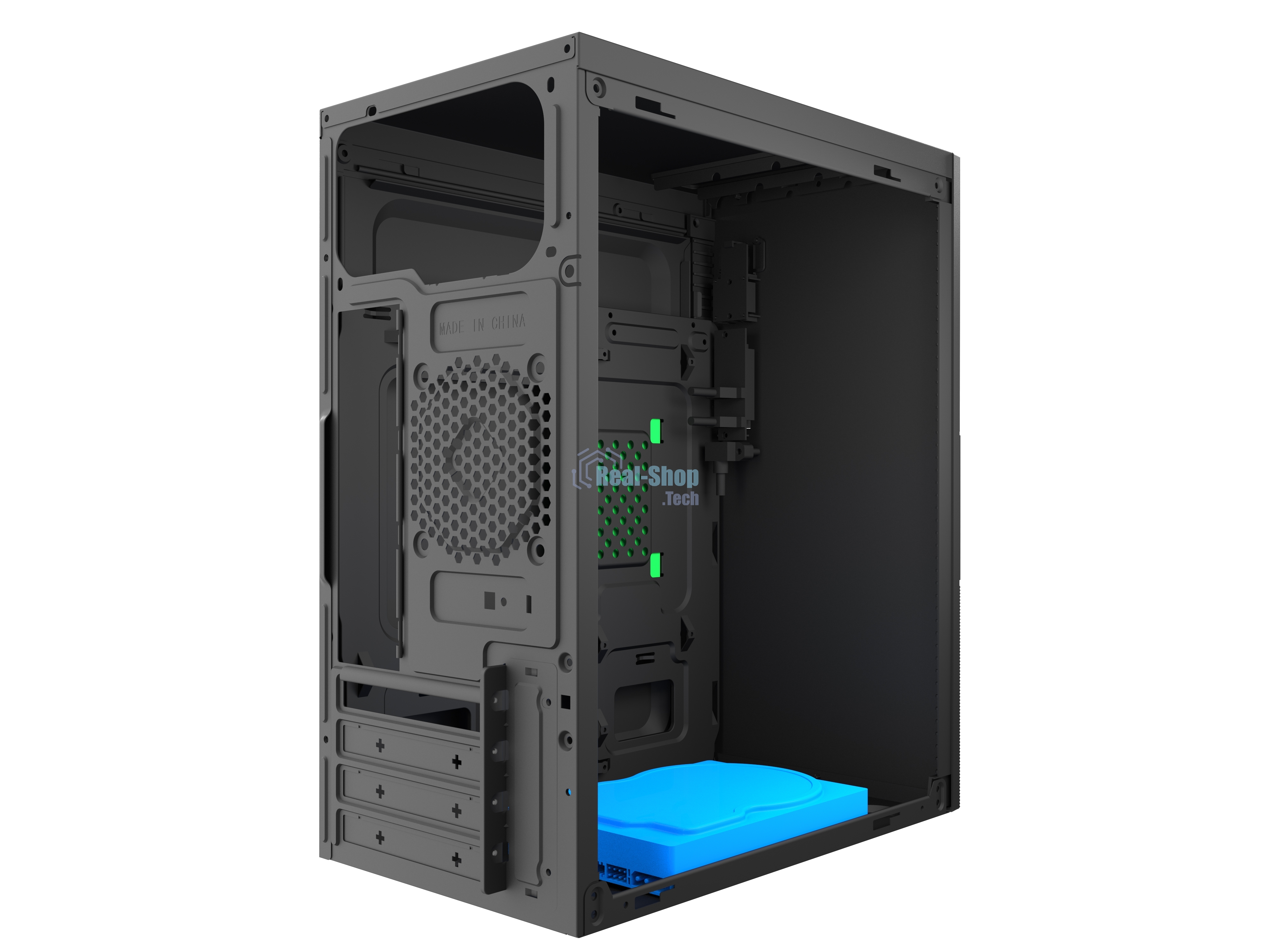 Компьютерный корпус с блоком питания 450Вт. Case Forza mATX, 450W, 2xUSB 2.0, Black, w/o FAN, 8 см fan PSU, power cord