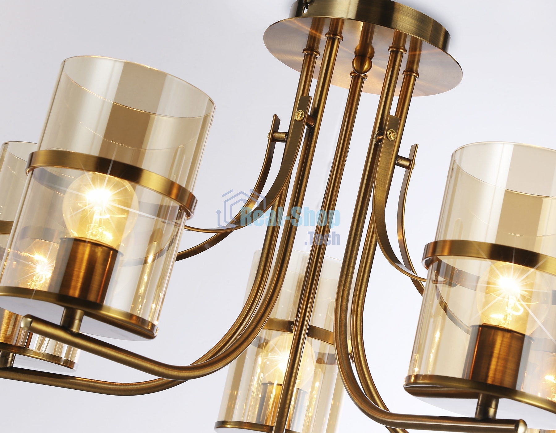 Светильник Ambrella light TR3222/5 GD/TI золото/янтарь E27*5 max 40W D540*300