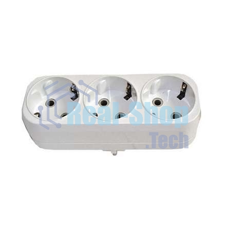 Разветвитель 3 гнезда с заземл. плоский 16А UNIVersal А303