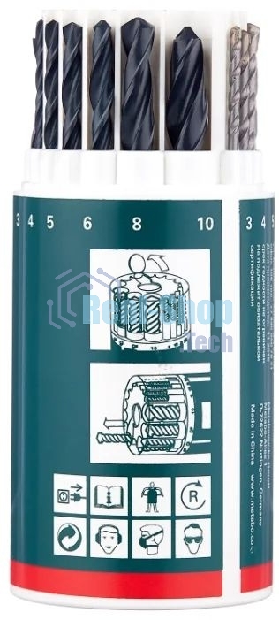 Набор 18 сверел Metabo 627190000 (камень,мет,дер 3-10 мм) пласт.кор