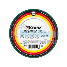 Изолента ПВХ Kranz 0.13х15 мм, 20 м, зеленая (10 шт./уп.)