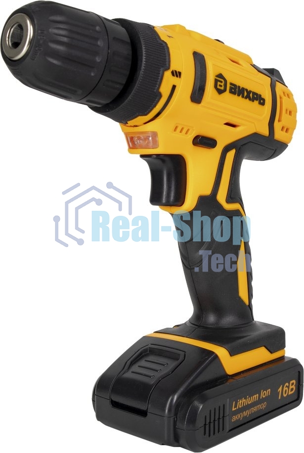 Дрель-шуруповерт аккумуляторная Вихрь ДА-16Л-2К 72/14/32, Аккумуляторная, 16В, 2 АКБ, Кейс