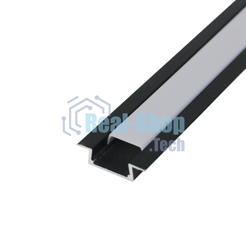 Комплект врезного алюминиевого профиля с рассеивателем Rexant 22х6 мм, 1 м, черный