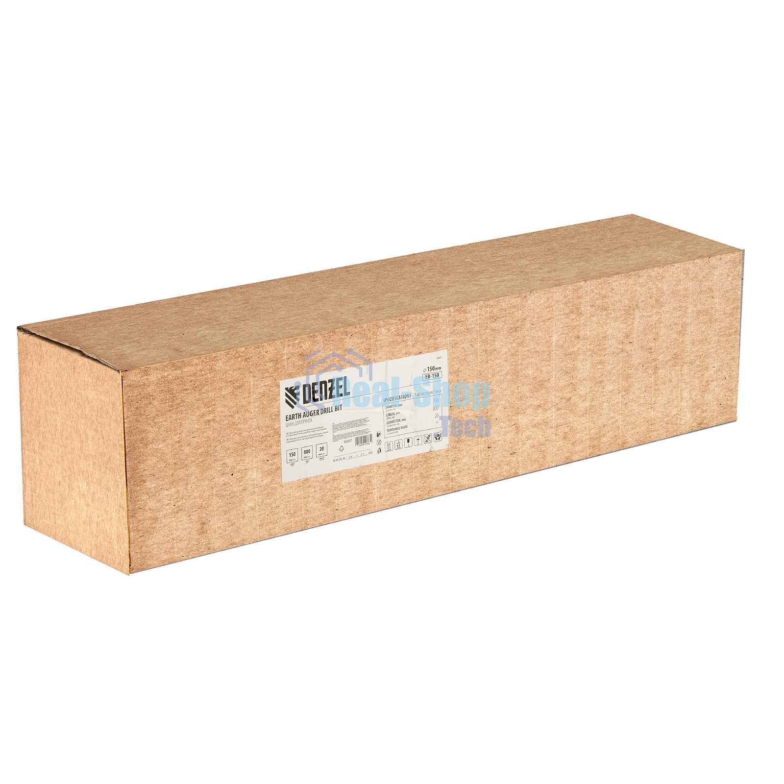 Шнек для грунта Denzel ER-150, диаметр 150 мм, длина 800 мм, соединение 20 мм, съемный нож