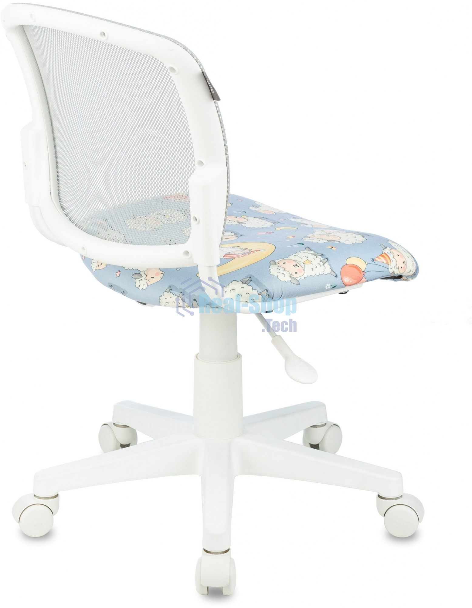 Кресло детское Бюрократ CH-W296NX TW-02 светло-серый овечки, сетка/ткань, крестов. пластик, пластик белый