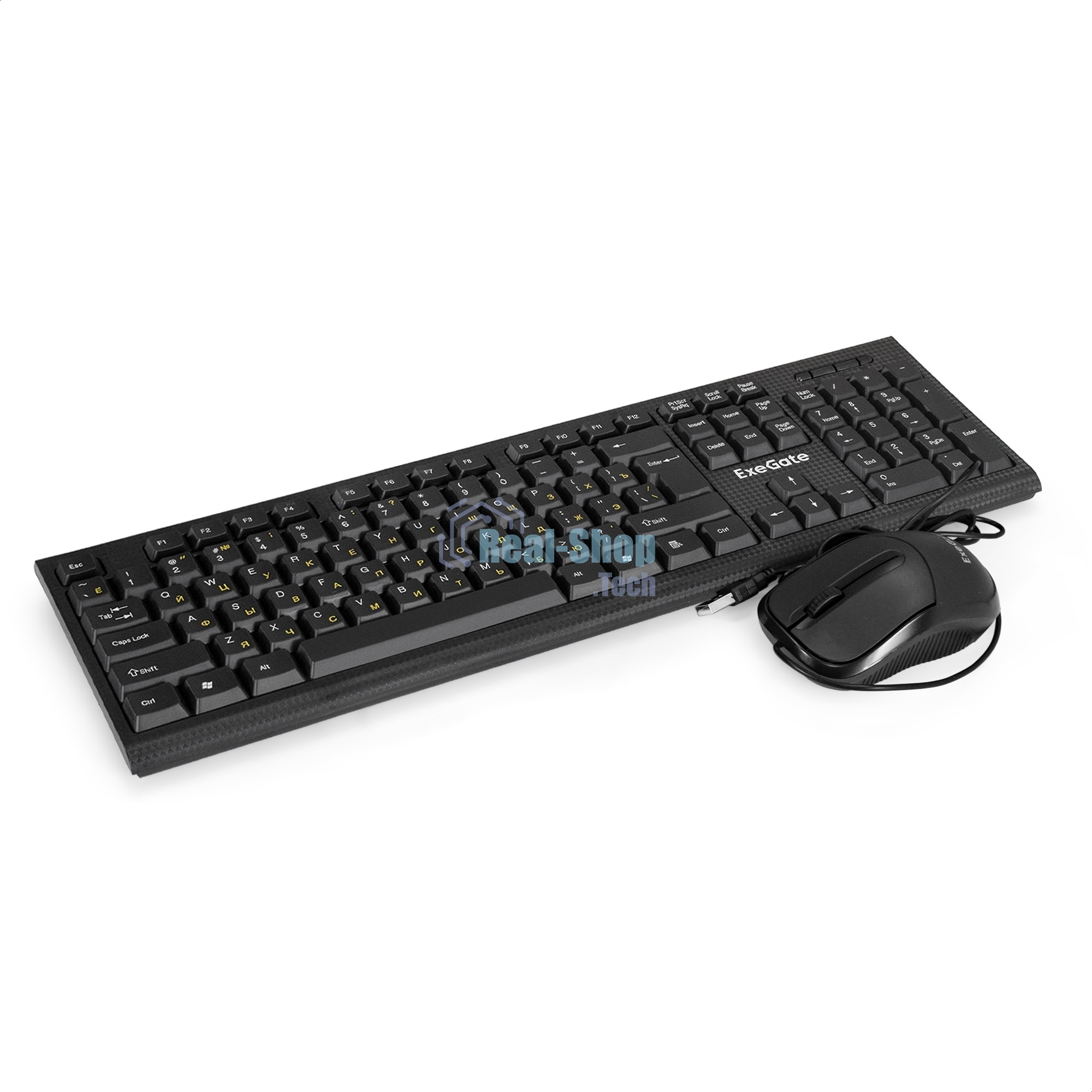 Комплект клавиатура + мышь ExeGate Professional Standard Combo MK170 (клавиатура влагозащищенная 104кл. + мышь оптическая 1200dpi, 3 кнопки и колесо прокрутки, длина кабелей 1,5м; USB, черный, RTL)