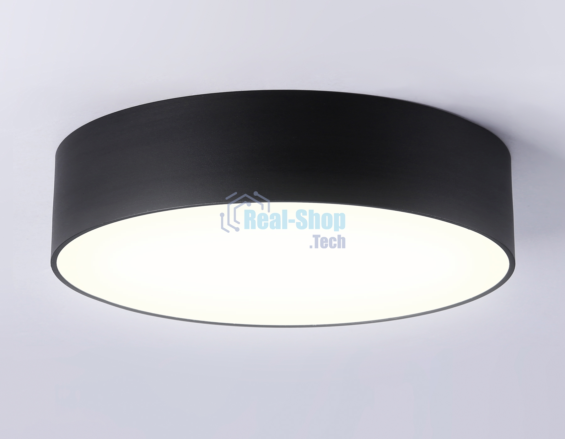 Потолочный светодиодный светильник Ambrella light FV5521 BK черный LED 26W 3000K D220*58 (Без ПДУ)