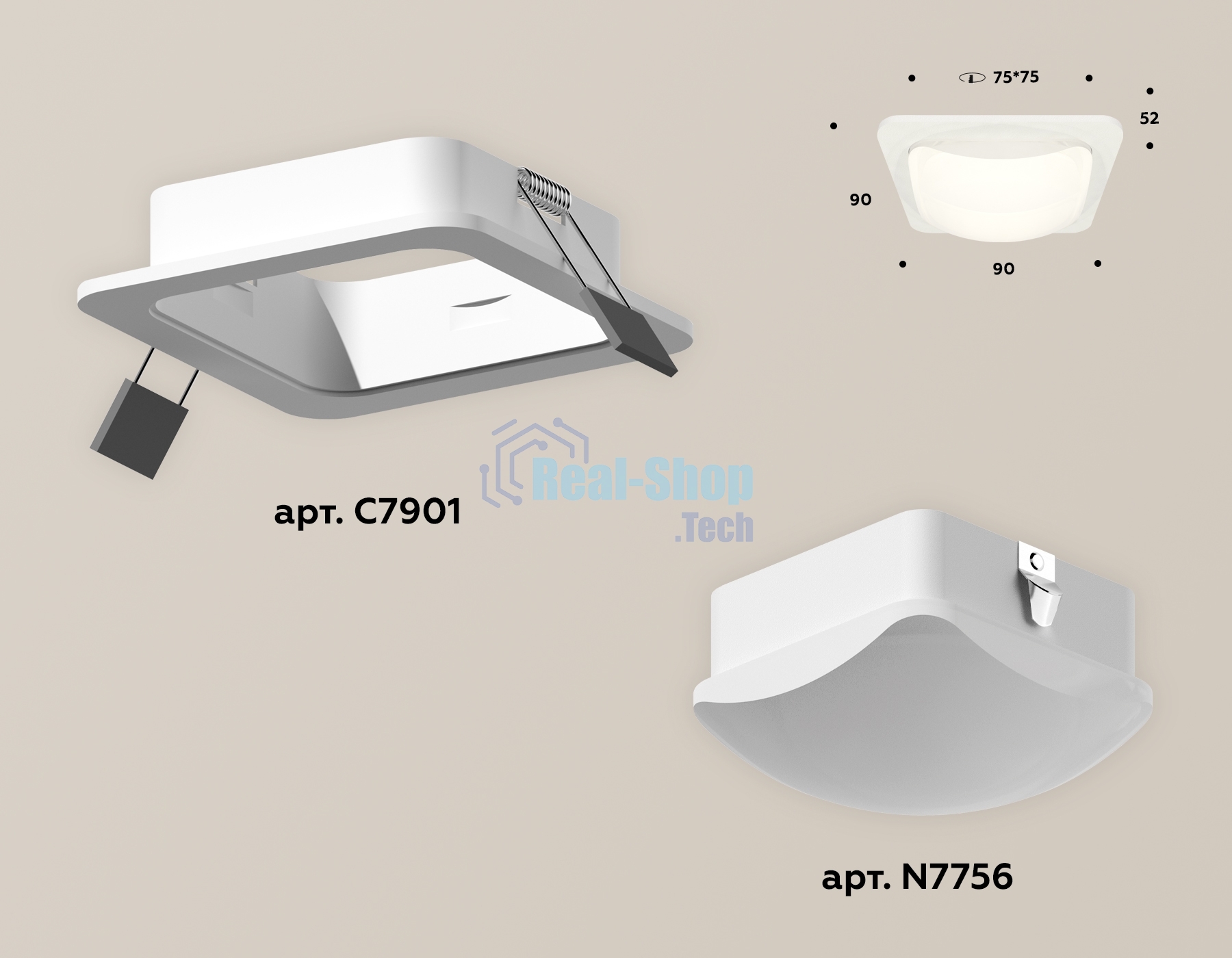 Комплект встраиваемого светильника Ambrella light XC7901014 SWH/FR белый песок/белый матовый MR16 GU5.3 (C7901, N7756)
