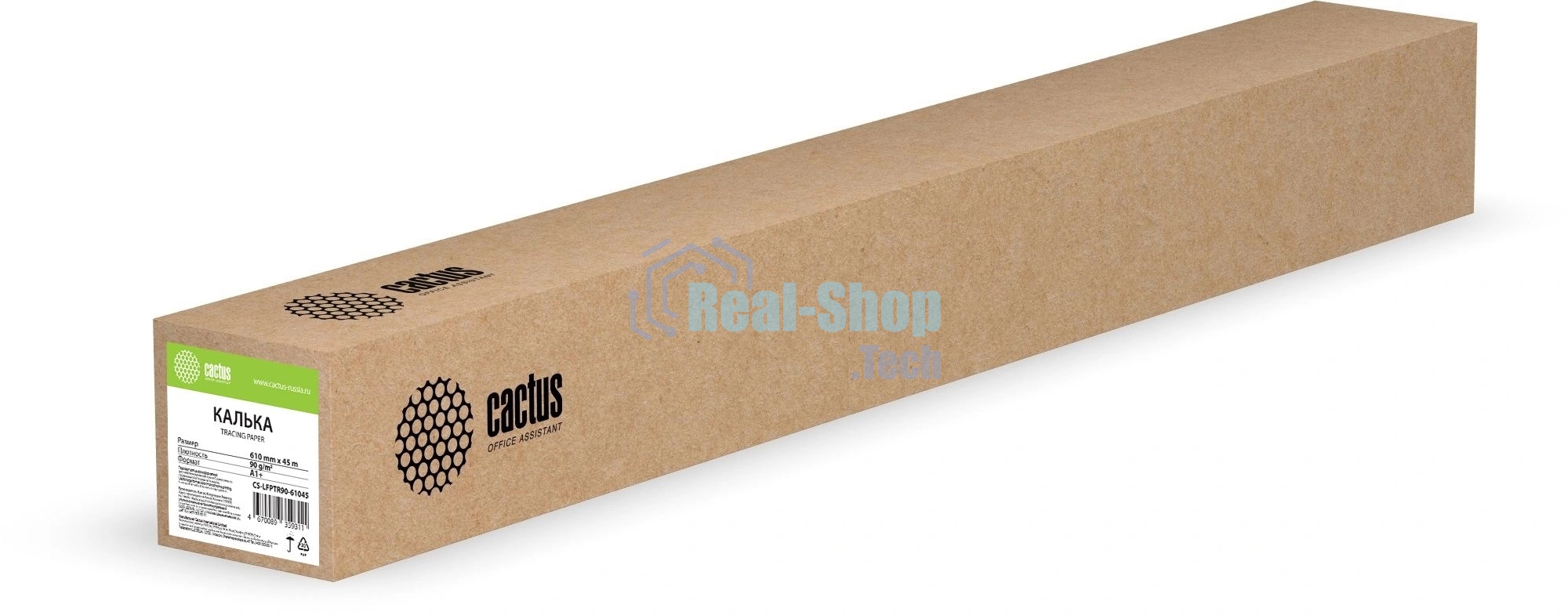 Калька Cactus CS-LFPTR90-61045 A1+ 610мм-45м/90г/м2 универсальная втулка:50.8мм (2