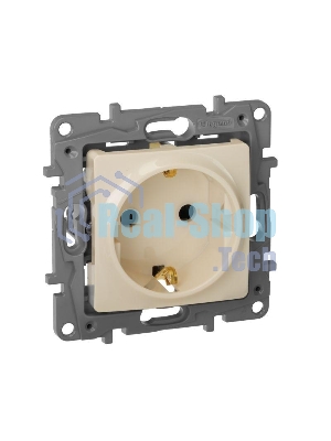 Розетка 2К+З, на винтах, защ. шт., сл. кость ETIKA 