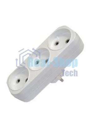 Разветвитель 3 гнезда без заземл. плоский 6А UNIVersal А203