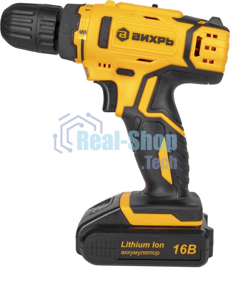 Дрель-шуруповерт аккумуляторная Вихрь ДА-16Л-2К 72/14/32, Аккумуляторная, 16В, 2 АКБ, Кейс