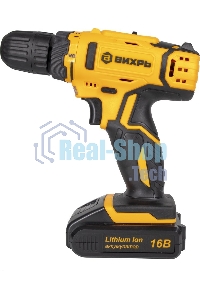 Дрель-шуруповерт аккумуляторная Вихрь ДА-16Л-2К 72/14/32, Аккумуляторная, 16В, 2 АКБ, Кейс