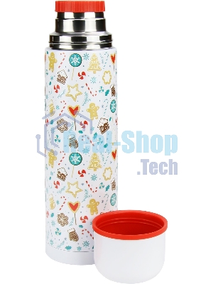 Термос Starwind New Year 11-1000 1 л. белый/рисунок