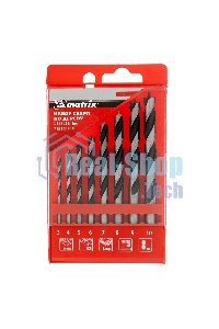 Набор сверл Matrix по дереву,3-4-5-6-7-8-9-10 мм 8шт цилиндр, хвостовик, пластиковый кейс