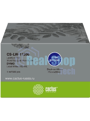 Этикетки Cactus CS-LW-11356 сег.:89x41мм черный белый 300шт/рул Dymo Label Writer 450/4XL