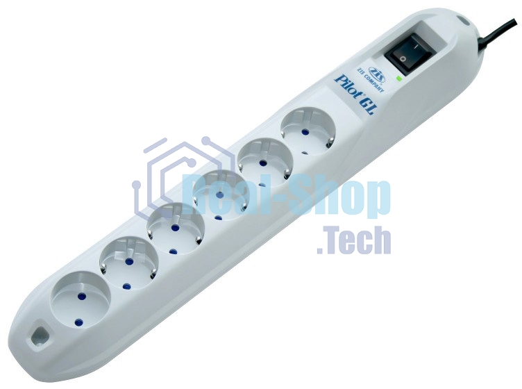 Сетевой фильтр Pilot GL 6 розеток (5 евро + 1 без заземления) 10 м Surge protector Pilot GL 6 outlets (5 euro + 1 without ground) 10A/2.2kVt, 10m