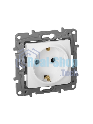 Механизм розетки 1-м СП Etika 2К+З 16А защ. шторки с заземл. винт. зажимы бел. Legrand 672222