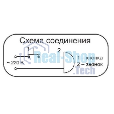 Звонок дверной проводной Дуэт соловей 220В 80-90дБА бел. Тритон ДТ-05