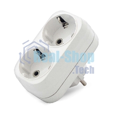 Разветвитель 2 гнезда с заземл. плоский 16А UNIVersal А302