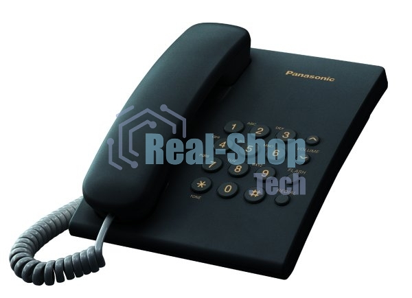 Телефон проводной Panasonic KX-TS2350RUB черный повтор номера, регул-ка громкости, кр.на стену