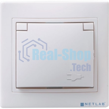 Розетка 1-м СП Кварта 16А РСб10-3-КБ с защ. крышкой с заземл. IP20 белый ИЭК ERK15-K01-16-DM