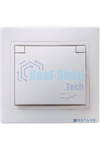 Розетка 1-м СП Кварта 16А РСб10-3-КБ с защ. крышкой с заземл. IP20 белый ИЭК ERK15-K01-16-DM