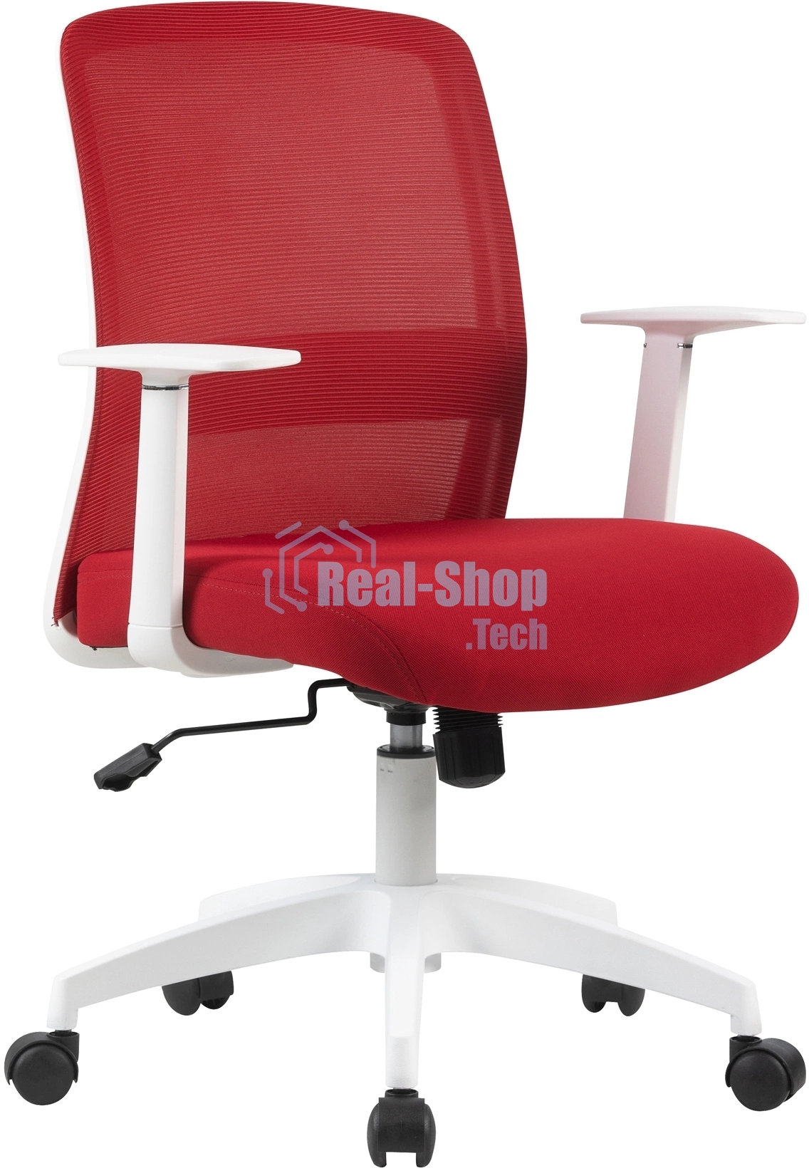 Кресло компьютерное Cactus CS-WMC333-RD темно-красный, сиденье темно-красный, сетка/ткань, низк. спин. крестов. пластик, пластик белый