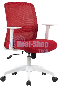 Кресло компьютерное Cactus CS-WMC333-RD темно-красный, сиденье темно-красный, сетка/ткань, низк. спин. крестов. пластик, пластик белый