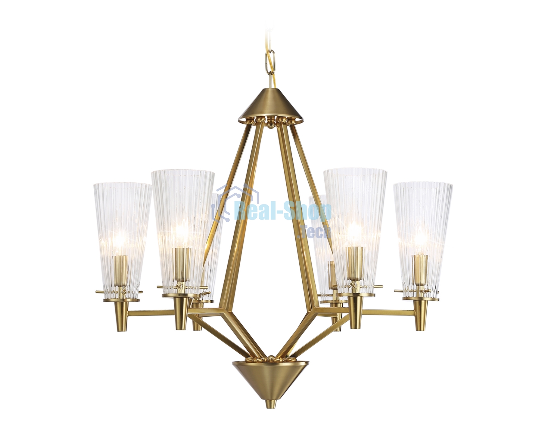 Светильник Ambrella light TR3231/6 BS/FR латунь/белый матовый E14*6 max 40W D610*585