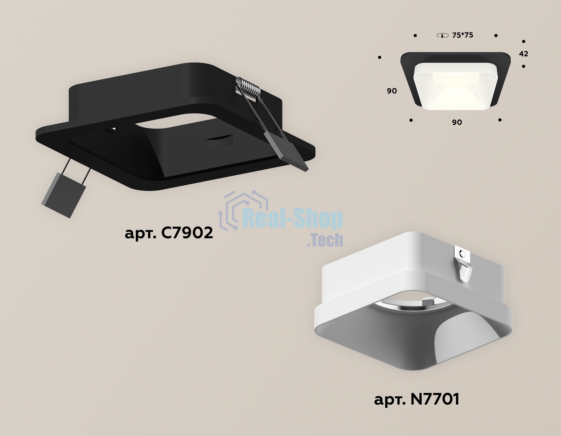 Комплект встраиваемого светильника Ambrella light XC7902001 SBK/SWH черный песок/белый песок MR16 GU5.3 (C7902, N7701)
