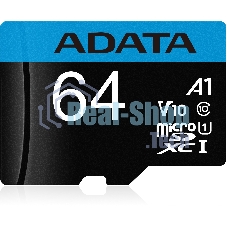 Флеш карта microSD 64Gb ADATA microSDHC Class 10 UHS-I A1 100/25 MB/s (SD адаптер)