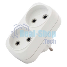 Разветвитель 2 гнезда без заземл. плоский 6А UNIVersal А202