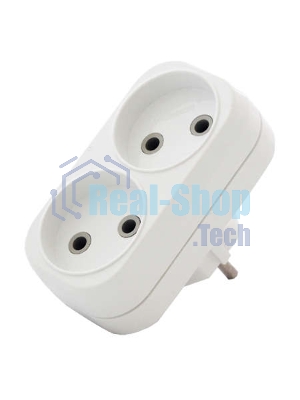 Разветвитель 2 гнезда без заземл. плоский 6А UNIVersal А202