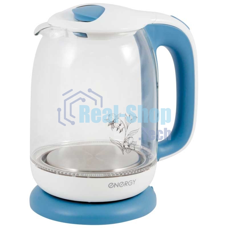 Чайник Energy E-281 1.7л, стекло, бело-голубой (164117)