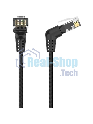 Патч-корд Vention прямой UTP cat.6a, RJ45 угол 90 - 3 м. черный