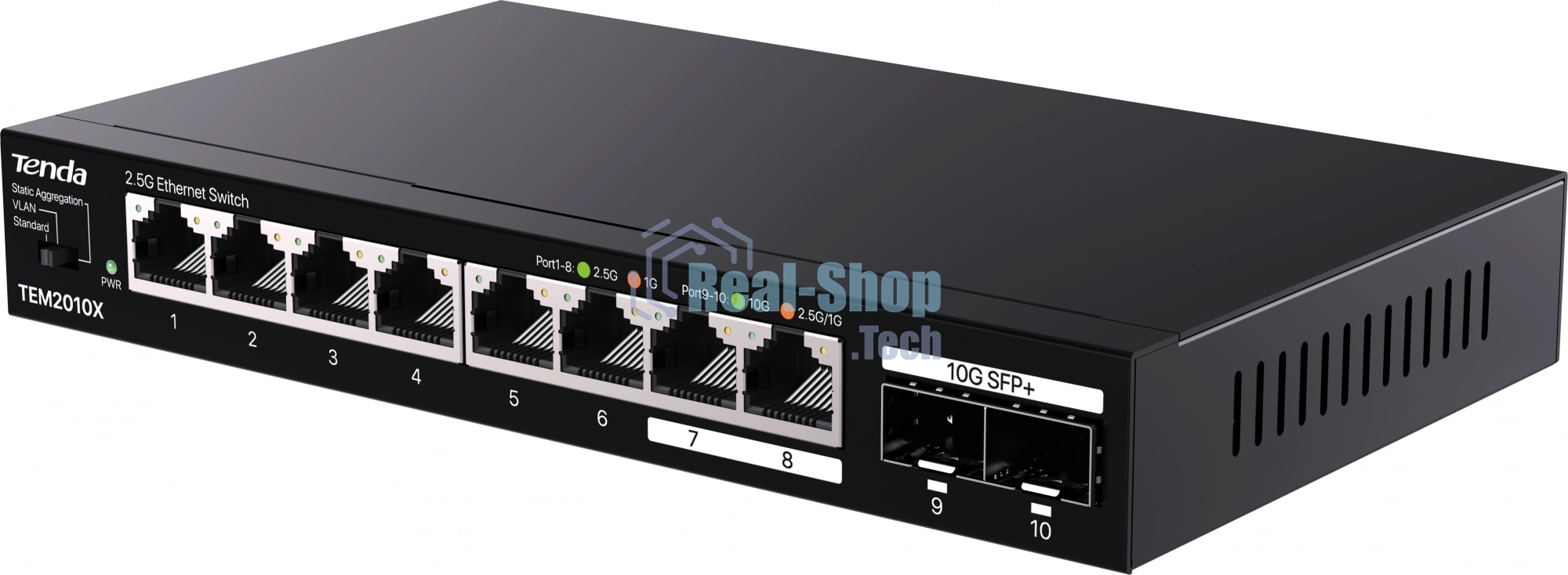 Коммутатор сетевой Tenda TEM2010X Настольное исполнение 8x10Base-T/100Base-TX/1000Base-T 2xSFP+ 12 Вт TEM2010X