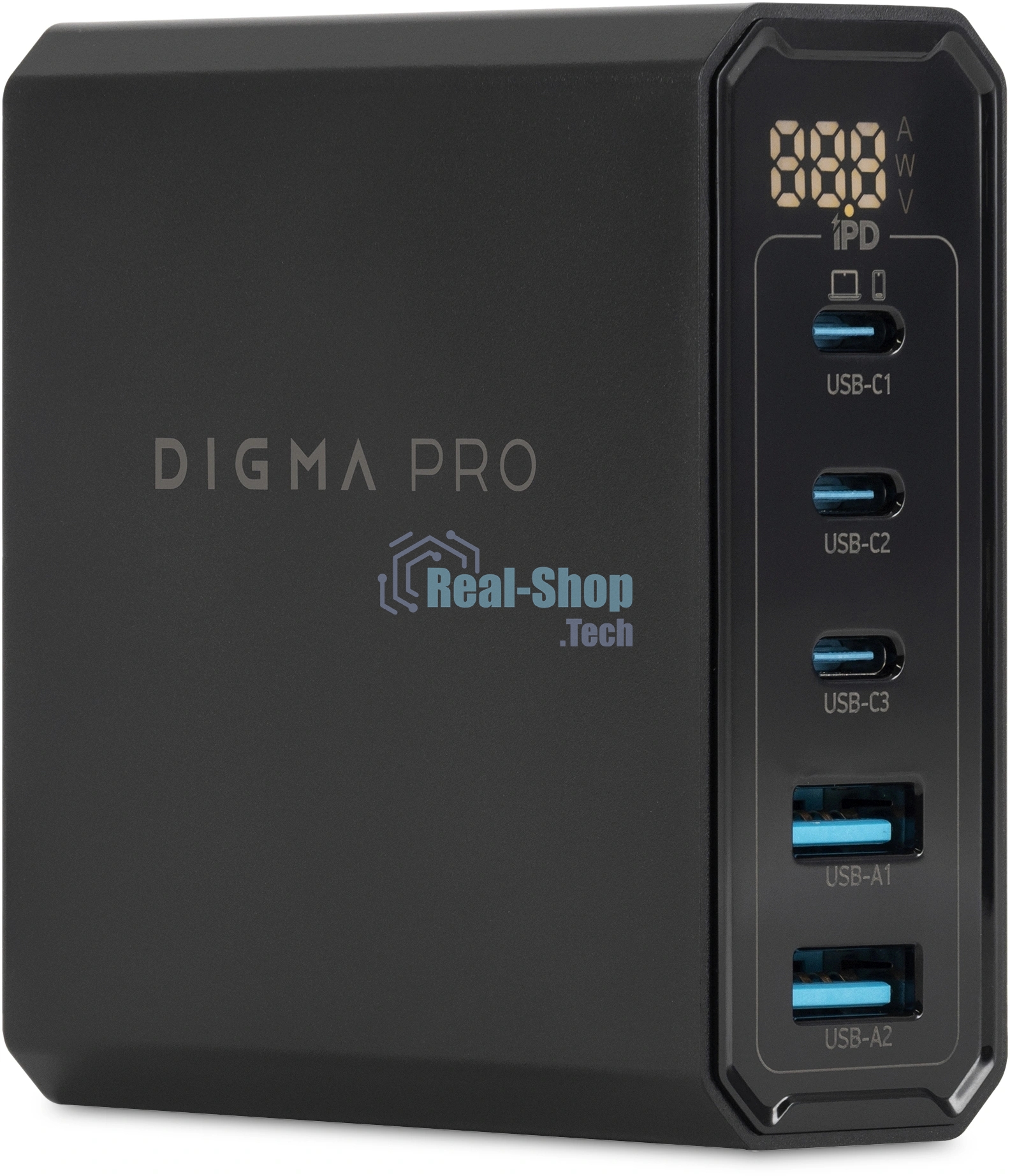 Настольное зарядное устройство Digma Pro DPW10A 140W 5A (PD+QC) 3хUSB-C/2xUSB-A универсальное черный (DPW1A4G024BK)